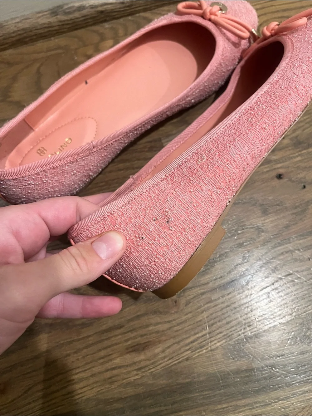 Bandolino Payly Ballet Flat Bow Pointed Toe Colar Pink Apricot Size 9